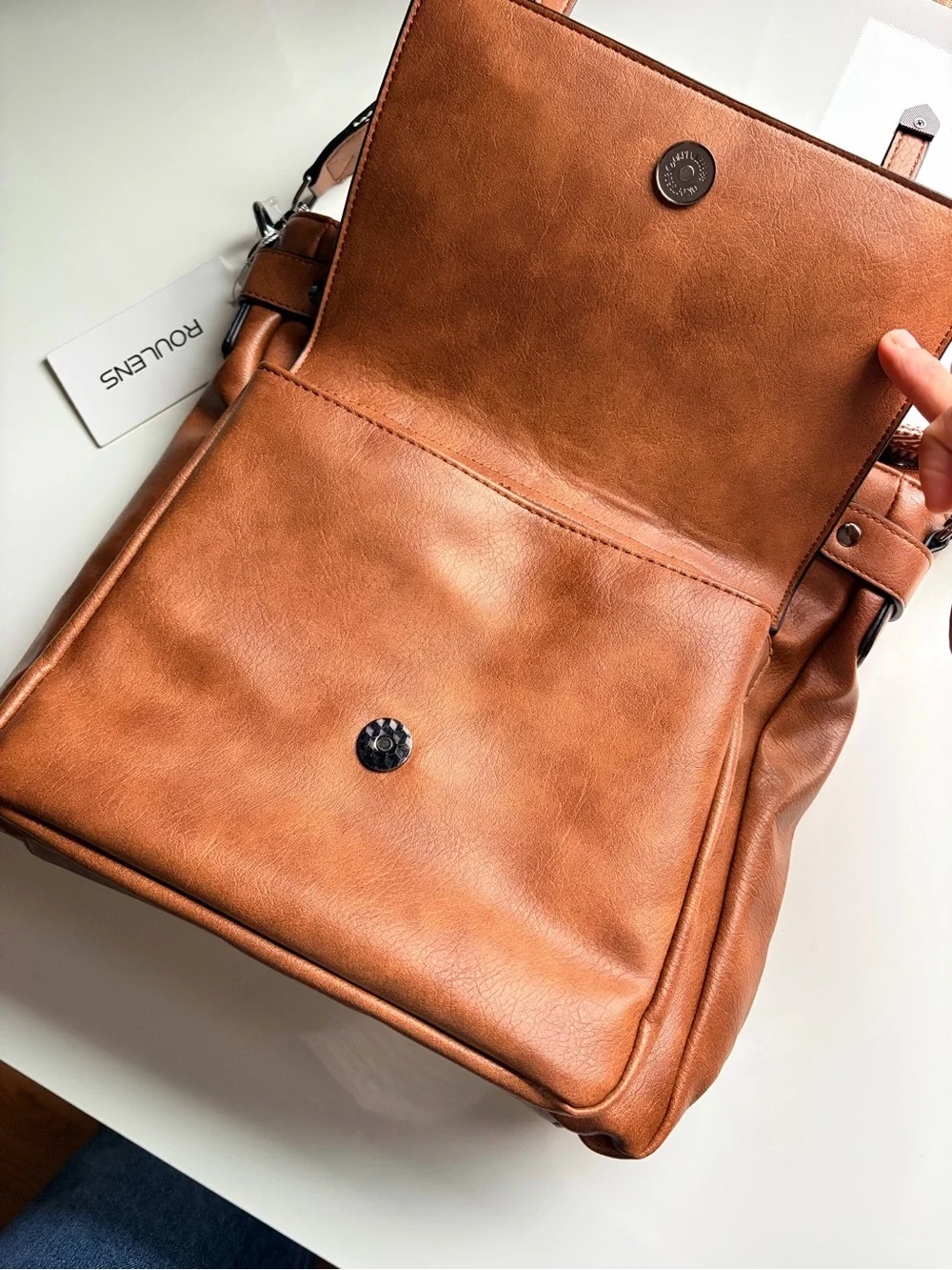 NWT brown Roulens Vegan Leather crossbody purse bag satchel - Picture 6 of 14